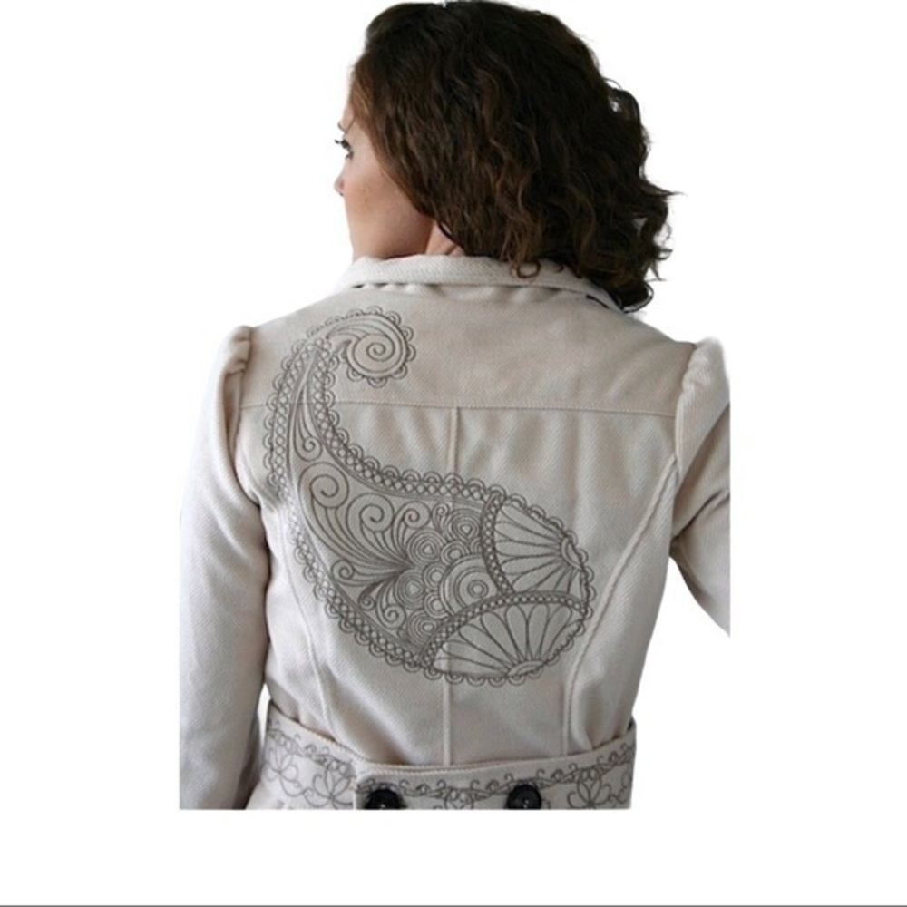 Green Dragon Paisley Embroidered Long Coat Size M - Picture 3 of 11